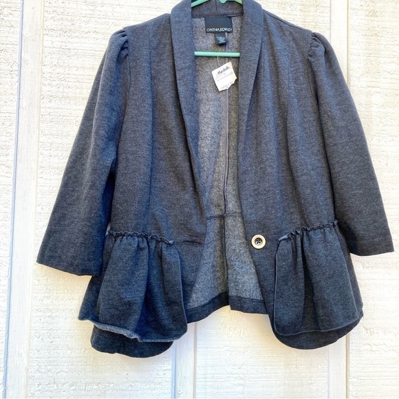 NEW with Tags Cynthia Rowley Jacket Blazer Dark Grey Sz Large Minimalist Staple - Picture 4 of 6